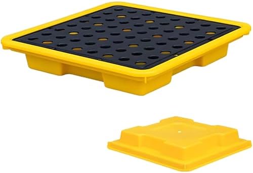 Modular Spill Containment Pallet for Drums, Oil Tank Retention Tray with Gratings, Heavy-Duty Spill Platforms 130×68×15cm, Durable Spill Control Solutions