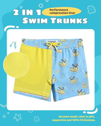 Image of maamgic Boys Swim Trunks with Compression Liner Toddler Stretch Swim Shorts