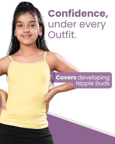 Image of Lily Chic Lightly Padded Camisole for Girls | Ages 8-16 Years | Soft Cotton Slips | Covers Developing Nipple Buds | Perfect Under Uniforms & Tops | Pack of 2
