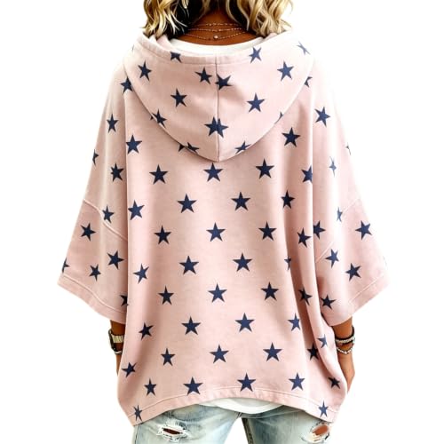 Womens Oversized Sweatshirt Half Sleeve Cozy Batwing Sleeve Sweet Pullover - image 4