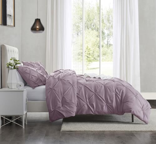 Image of Nestl California King Duvet Cover Dusty Purple - Soft Double Brushed Duvet Set with Button Closure & Corner Ties, 3 Piece Luxurious Pinch Pleated Duvet Cover Set 104x98 Inches with 2 Pillow Shams