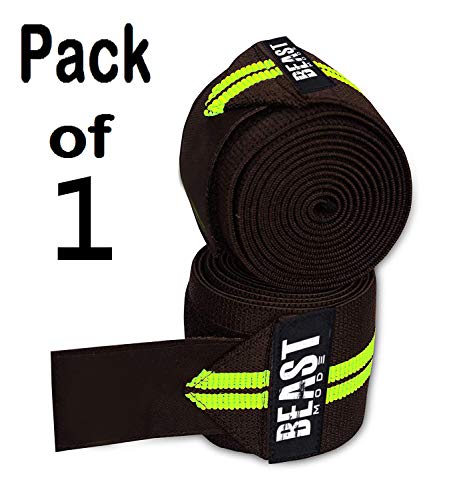 Image of Weight Lifting Knee Wraps Heavy Duty Elastic Compression Support for Squats Gym Power Lifting Olympic Lifting Workout Cross Training and Cross fit - Pack of 1 (Green)