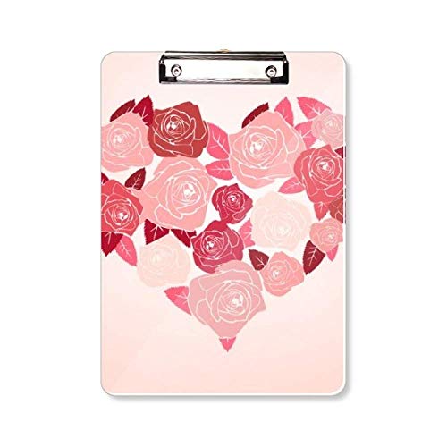 Porte-bloc en forme de cœur romantique avec motif roses Saint Valentin A4 inspirant