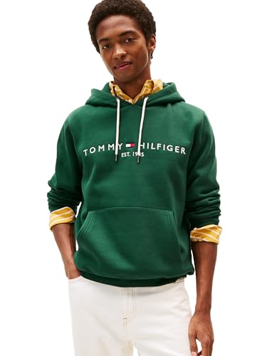 Image of Tommy Hilfiger Men's Medium Weight Fleece Hoodie Sweatshirt With Embroidered Logo, Also Available in Big & Tall