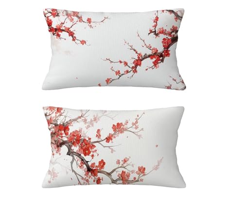 Cojines Sofa Flor Funda Cojin 30x60cm Juego de 2 Cojines Otoño Impermeable Funda de Almohada Crema Cojin Lino con Cremallera Invisible para Jardín Silla Balcones Camping Halloween Decorations md-334