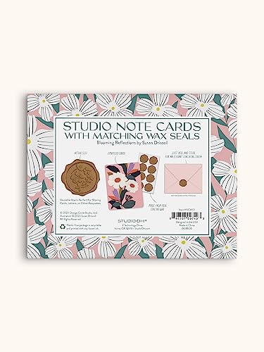 Image of Studio Oh! Keep Blossoming Note Cards & Envelopes Set, 8 Blank Greeting Cards with Wax Seals, 4.25 inch x 5 inch 250 GSM Paper, Thank You Cards, Birthday Cards, Blank Cards and Envelopes, Reusable Box Set