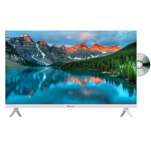 EMtronics 32 inch HD LED TV with Built-in DVD Player Freeview HDMI USB Media Player COAXIAL AUX PVR Recording - White