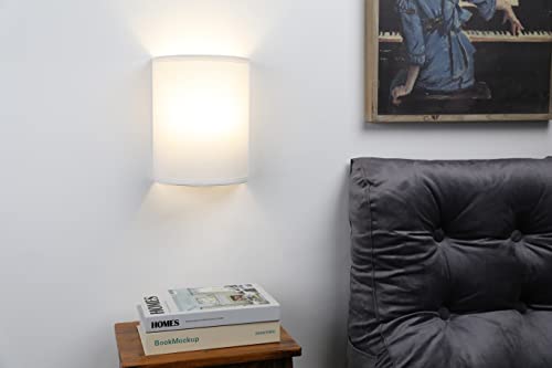 Yosoan Wandleuchte mit Halbkreis Stoffschirme Wandlampe Lampe Wandleuchten mit E27 für Spiegel, Wohnzimmer, Schlafzimmer und Treppe (1 Stk mit weiß Stoffschirme)