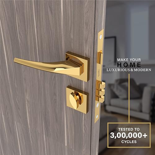 Image of GLOXY Zinc Door Locks for Main Door, Mortise Door Lock Set with 3 Brass Keys, Bedroom Door Lock for Home,Office, Hotel |Gold Finish (2 Years Warranty, Pack of 1)