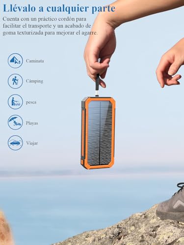 Caricatore Solare 20000Mah PD20W Batteria Esterna Solar Power Bank Caricabatterie Portatile Usb C Ricarica Rapida Compatibile Con Tablet Telefono - 6