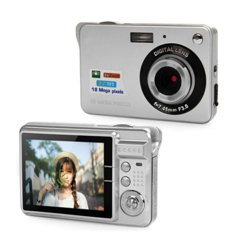 FPHADO Aparat cyfrowy HD 18 MP z ekranem LCD 6.9 cm, akumulator do wielokrotnego ładowania, wideo HD do fotografii wewnątrz, na zewnątrz