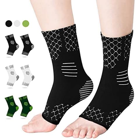 INDEEMAX Ankle Support Brace 1 PAIR, Ankle Compression Sleeve for Arthritis, Tendonitis, Plantar Fasciitis, Foot Injuries (M Size, Honeycomb-Black) Cover