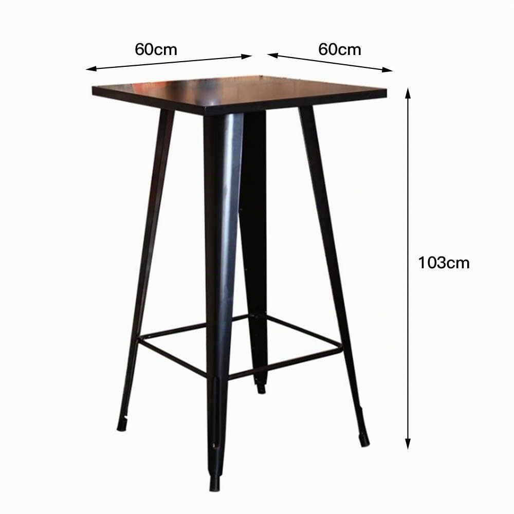 HUOLE Mesas Altas Mesa de Bar de Estilo Industrial para 2-4 Personas, Patas de Mesa de Metal Negro,Estructura de Acero,Tablero de Madera MDF,Mesa Alta de Bar, 60 * 60 * 110cm (Negro)