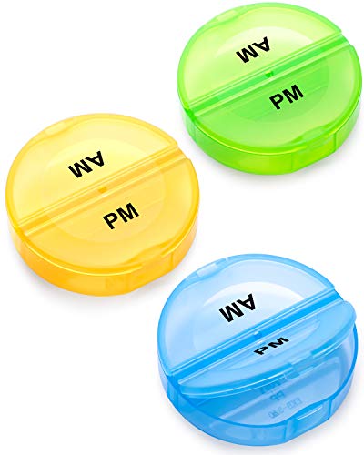 BUG HULL Large Pill Organizer 2 Times a Day 3 Pack, Twice a