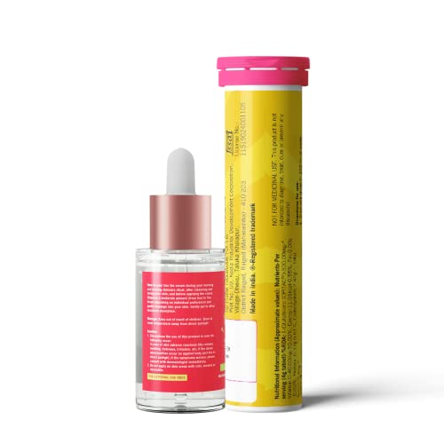 Image of Chicnutrix Glow+Outshine - 500mg Japanese L-Glutathione Effervescent Tablets & Korean Brightening Face Serum with 5 Brightening Actives | For All Skin Types | Cruelty & Paraben Free | For Radiant Skin