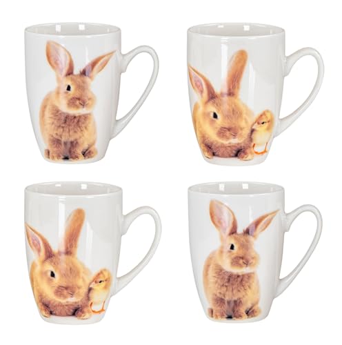 levandeo 4er Set Kaffeetasse Ostern Hase Porzellan 340ml Kaffeepott Osterhase Tasse Osterbecher Design Küche Teetasse
