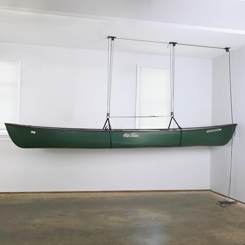 Teal Triangle Heavy Duty Elite Canoe Hoist, Easy-Lift Garage Pulley System, Holds 150 lbs, Fits 12-Foot+ Ceilings, Patented No-Slip Strap, No Setup Required