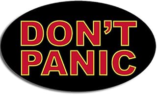 Oval Don't Panic Sticker (Funny Hitchhiker's Guide to The Galaxy Movie)