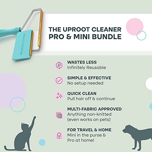 Uproot Cleaner Pro Pet Hair Remover & Mini - Hairy-Situation Survival Kit - Dog Hair Remover Multi Fabric Edge & Carpet Scraper By Uproot Clean - Cat Hair Remover For Couch, Pet Towers & Car Detailing #TOP2
