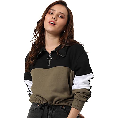 Image of PINACOLADA Women Cotton Zipper Sweatshirt Relaxed Fit for Casual Wear | Full Sleeves | Stylish Sweatshirt Crafted with Comfort Fit and High Performance for Everyday Wear