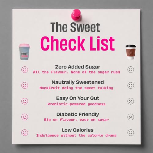 Image of Sorry Sugar Flavoured Instant Coffee Premix Sachets | 39kcal Per Serving, Prebiotic & Gut Friendly | Sweetened with Monk Fruit | Silk Chocolate Mocha - Pack of 6 (20g Each) with Free Utility Box