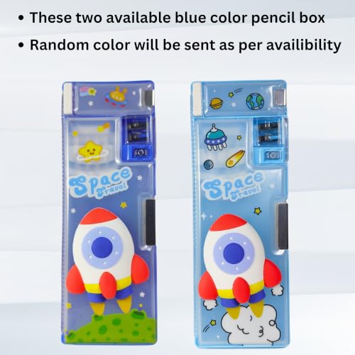 Image of ZAFCO Plastic Astronaut Magnetic Pencil Box for Kids | Large Capacity Space Theme Compass for Boys for School | Stationaries Organizer Return Gift | Pack of 1, Blue