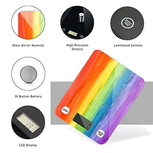 Digital Food Scale Scale For Food Ounces And Grams Kitchen Scale For Cooking And Baking Waterproof Glass Multicolor Surface（Battery Not Included） - Colorful Rainbow #TOP2