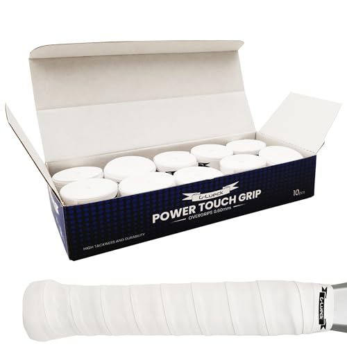 G-Lueck 10er Set Tennis Premium Overgrip Power Touch - Hoher Grip, Lange Haltbarkeit - 0,60mm Stärke | Griffband für Padel, Squash, Badminton Schläger | Anti-Rutsch (Weiß)