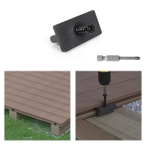 Muzata 200PCS Hidden Deck Fasteners for Composite Decking Boards Universal Hidden Polypropylene Clips with Metal Screws for 100 SQ. FT. M029