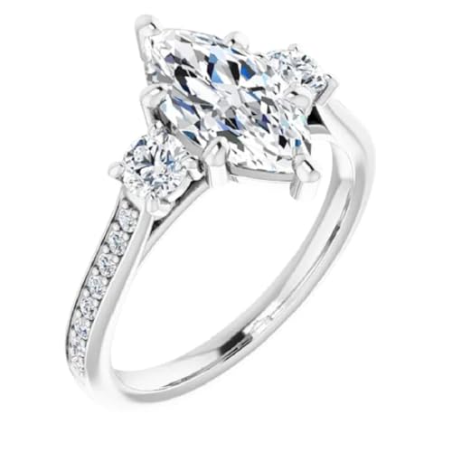 Solitaire Moissanite Engagement Ring1-3 CT Marquise Cut Moissanite Diamond Bridal Wedding Ring Set for Women, VVS1 Colorless, 10K 14K 18K Solid Gold, 925 Silver3