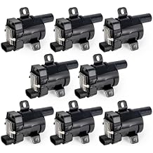 ENA Set of 8 Round Ignition Coil Pack Compatible With Chevy GMC Chevrolet Silverado 1500 2500 3500 Tahoe Suburban Sierra Yukon Escalade Avalanche Envoy V8 4.8L 5.3L 6.0L For UF262 D585 - Black