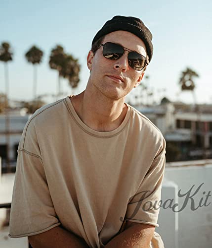 Image of JOVAKIT Men's Polarized Aviator Sunglasses Retro Military Style Pilot Sun Glasses Bayonet Temples UV400 Protection