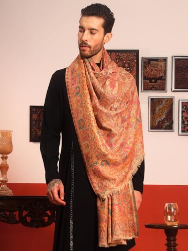 Image of Pashmoda Men Zewar Fine Wool Kaani Shawl, Authentic Kashmiri Luxury Pashmina Style Shawl, Stole, Medium Gents Lohi, Size (40x80 Inches)