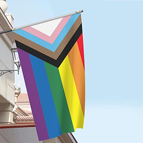 Bandeira de arco-íris de orgulho de progresso, bandeira de arco-íris com ilhós de latão, bandeira de