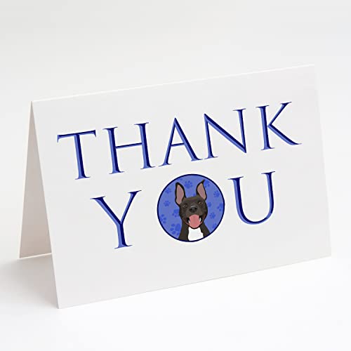 Caroline's Treasures CK9057GCA7P Pit Bull Black #4 Thank You Greeting Cards and Envelopes Pack of 8 Blank Cards with Envelopes Whimsical A7 Size 5x7 Blank Note Cards