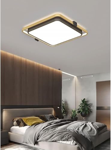 Plafonnier LED carré 42cm noir et ultra-mince à intensité variable - 4