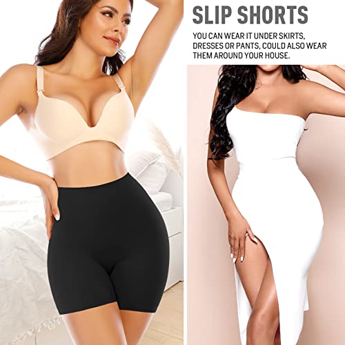 Image of Werena Seamless Slip Shorts for Women Under Dress Shaping Boyshorts Panties Tummy Control Shapewear