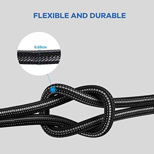 4K HDMI Cable 3m Braided HDMI 2.0 Ultra High Speed 18Gbps - GLCON HDMI Lead Support 4k@60Hz HDR HDCP UHD HD 3D ARC for DVD Blue-ray Player Sky box PS5/PS4 Switch TV Monitor Home Theater