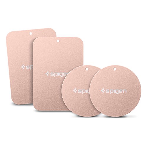 Image of Spigen Kuel MP4-P Metal Plates for Magnetic Car Mount Phone Holder QNMP Compatible [4 Pack - 2 Round, 2 Rectangle] - Rose Gold