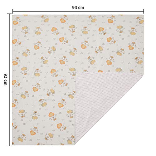 Manta papi malhas dupla face estampada 93cm x 93cm 01 un, Papi Textil, Bege