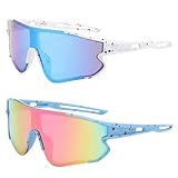 KbouZgxa 2PCS Schnelle Brille Damen, Fahrrad Brille für Outdoor Sport,UV 400 Polarisierte Sport Sonnenbrille Winddicht und Sanddicht mit UV Schutz für Radfahren Laufen Angeln Abenteuer