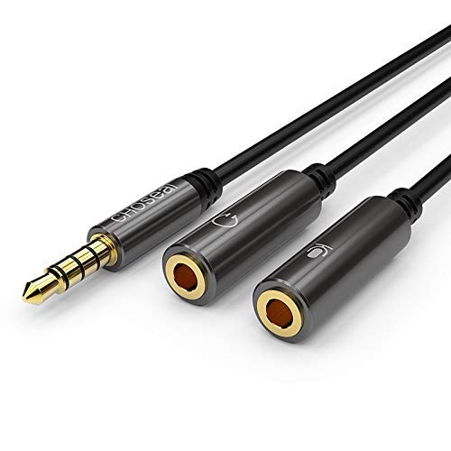 Image of Choseal 3.5mm Audio Jack to Mic Headphones Splitter, 1 Female to 2 Male Compatible with All 3.5 mm Devices
