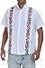 YZXDORWJ Men's Mexican Embroidered Shirt Traditional Floral Fiesta Shirt Peasant Guayabera Shirt for Men (XL, M02-W)