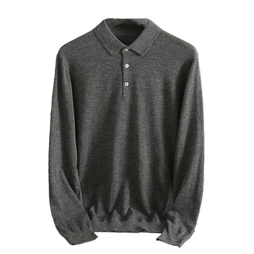 Dcvmvmn Men's Cashmere Sweater Thin Lapel Middle Age Business Casual Button Jumper Solid Color Pullovers