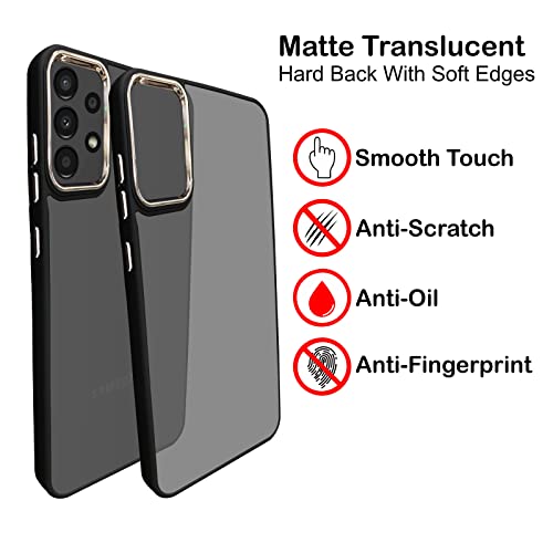 Image of A rtistque Frosted Translucent Back Cover Case for Samsung Galaxy A52 / A52s 5G | Electroplated Chrome Ring | Raised Camera Edges for Protection | Smooth Sides TPU - Black