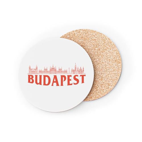 sous Verre Ronds Base Liège- Budapest Minimalist Voyage Hongrie Tourisme - 1 unité (95 x 95 mm)