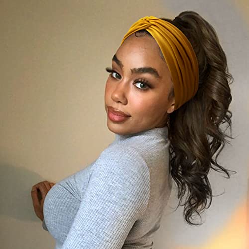 Image of DRESHOW 4 Pack Turban Headbands for Women Wide Vintage Head Wraps Knotted Cute Hair Band Accessories