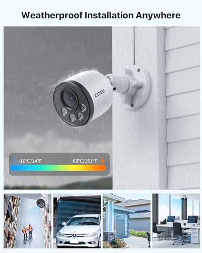 Image of ZOSI PoE Security Camera System, H.265+ 8Channel 5MP Surveillance NVR, 4pcs 4MP CCTV Wired Cameras Indoor Outdoor, Night Vision, Motion Alert, Remote Access, No Hard Drive Included