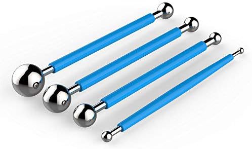 Amytalk(Fondant Cake Tools) - DIY Cake tools, 4Pcs Metal Ball Baking Fondant Cake Tools Stainless Steel 8 Head Pen for Sugar Flower
