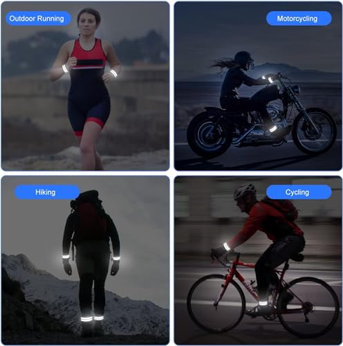 AOROPS Doppel Reflektorbänder, 6 Stück Reflektorbänder mit Klett Reflektierende Sicherheits Armband, Reflektoren Armband Reflektorbänder Schwarz für Outdoor Jogging Radfahren.